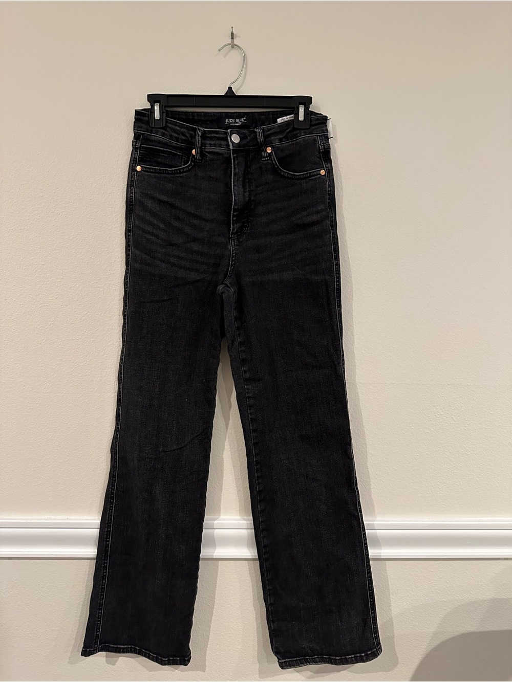 Judy Blue Birdie High Rise Tummy Control Straight Leg Jeans Black 29 Black Wash